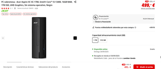Acer Aspire XC-1780: i5-13400, 16GB, 1TB SSD