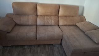 Sofá chaiselongue marrón beige L 140cm
