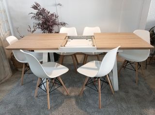MESA NORDICA EXTENSIBLE Y (6) SILLAS TOWER. OFERTA