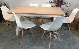 MESA NORDICA EXTENSIBLE Y (6) SILLAS TOWER. OFERTA