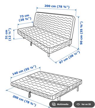 Sofá cama Ikea 3 plazas - Funda Gris