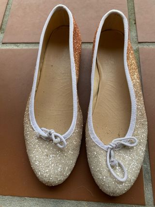 Bailarinas bicolor beige - cobre