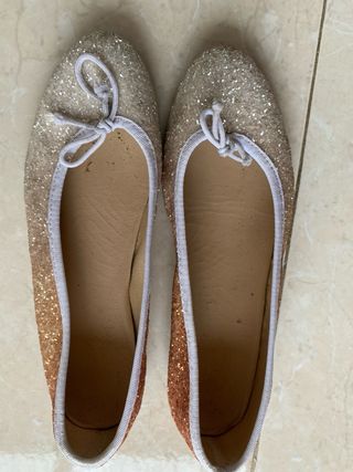 Bailarinas bicolor beige - cobre