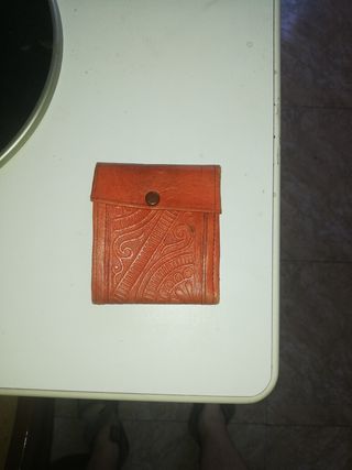 Cartera cuero marrón-naranja