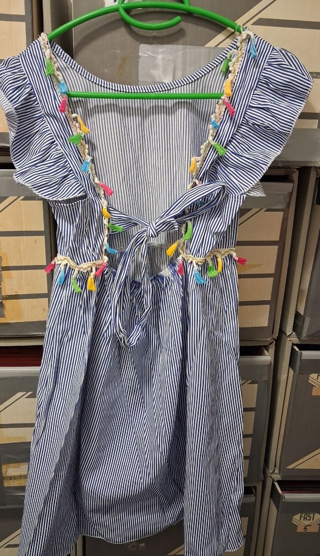 Vestido rayas azul y blanco con detalles