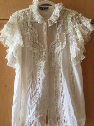 Blusa Gant blanca encaje talla M