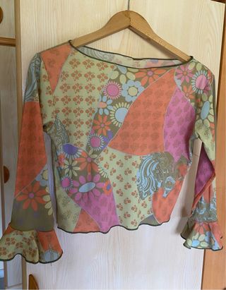 Blusa boho vintage multicolor T-M