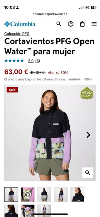 Chaqueta Columbia cortavientos
