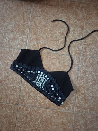 Top negro perlitas - Talla M