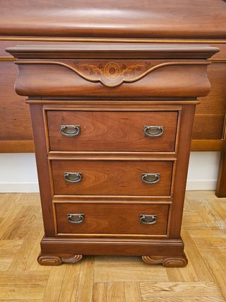 Cabecera cama + 2 mesitas noche madera