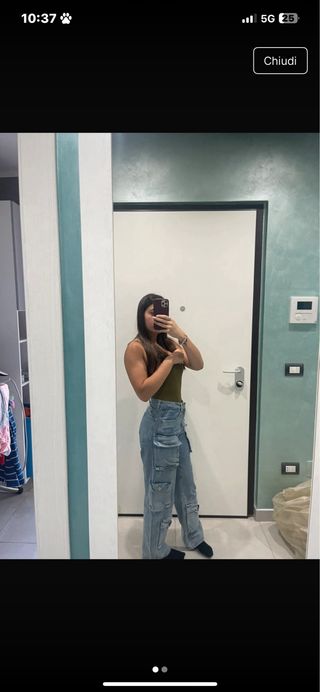 Jeans cargo blu