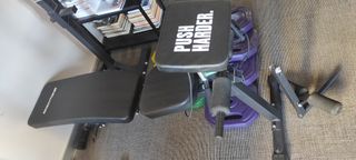 Banco press banca Bodytone, barra,discos y soporte