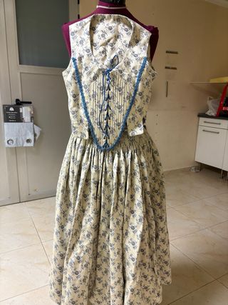 Traje fallera niña beige y azul