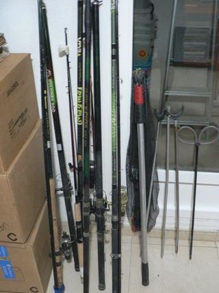 7 Cañas Pesca Carbono - Carretes