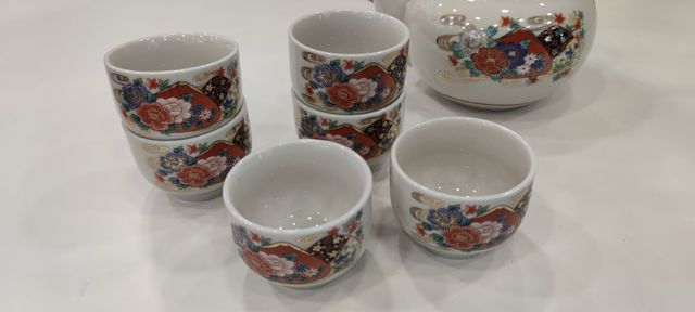 Tetera y tazas porcelana - juego té