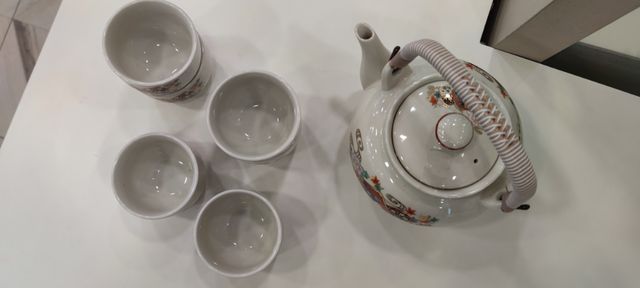 Tetera y tazas porcelana - juego té