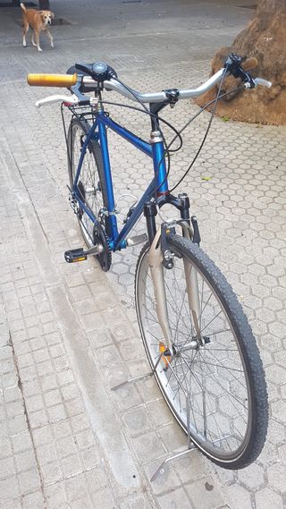 Bicicleta híbrida clásica azul
