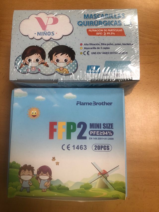 Mascarillas niños FFP2 y quirúrgicas