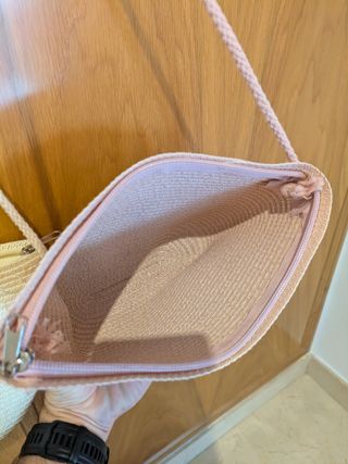 2 bolsos infantiles - beige y rosa