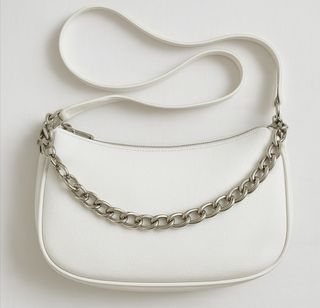 Borsa a spalla bianca e argento
