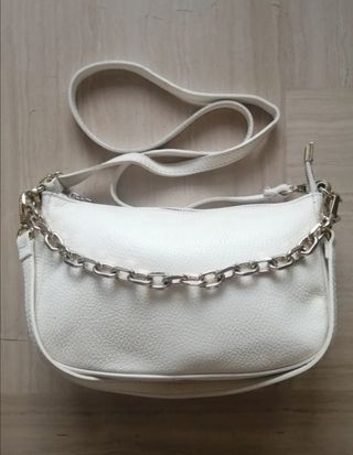 Borsa a spalla bianca e argento
