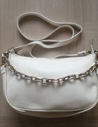 Borsa a spalla bianca e argento