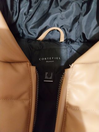 Chaleco acolchado efecto piel marrón