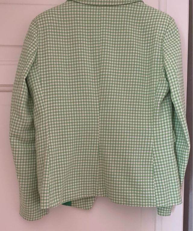 Blazer doppiopetto verde a quadri foderato