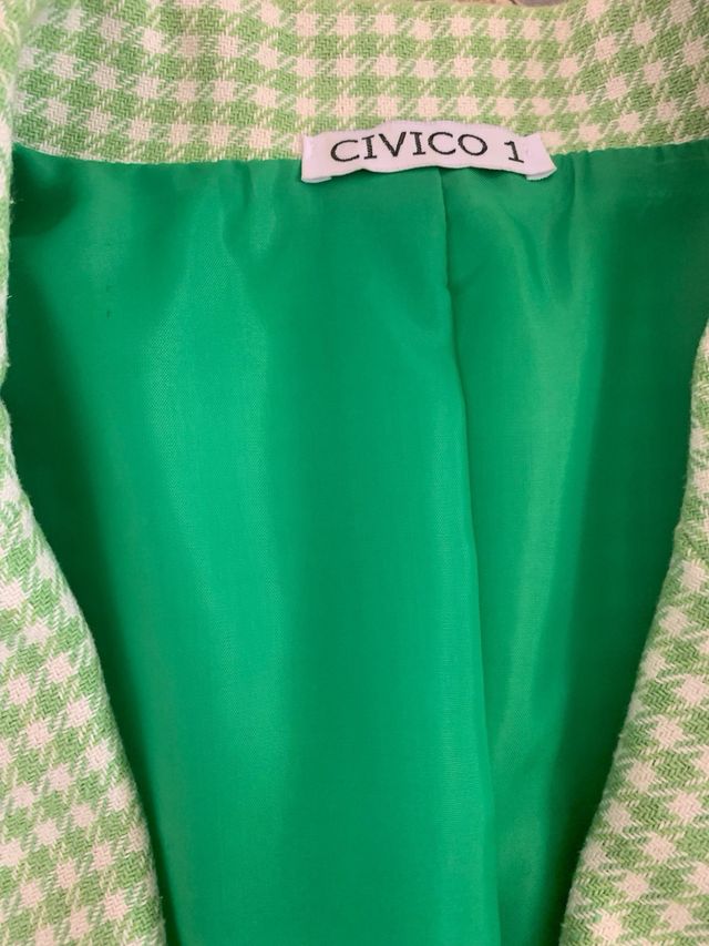 Blazer doppiopetto verde a quadri foderato