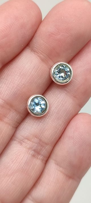 Pendientes Plata 925 Topacio Azul