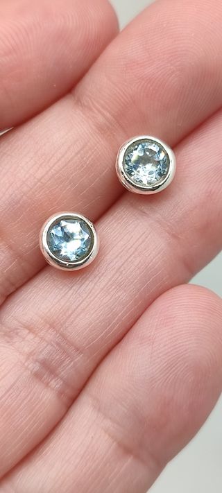 Pendientes Plata 925 Topacio Azul