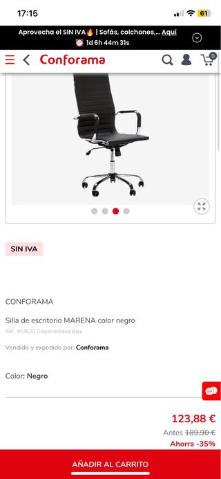 SILLA DE ESCRITORIO/OFICINA - NO NEGOCIABLE