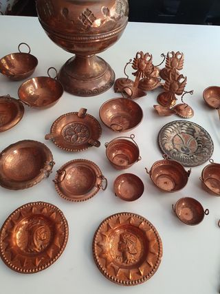Miniaturas cobre: jarra + 35 piezas