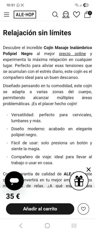 Cojín masaje inalámbrico