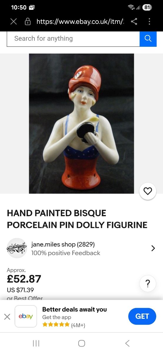 Antigua half doll art noveau