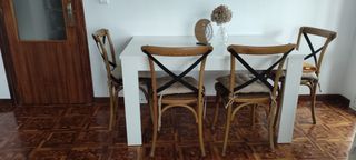 4 Sillas Comedor Madera-Metal