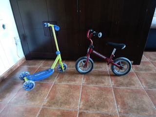 Patinete infantil + bici, juegos