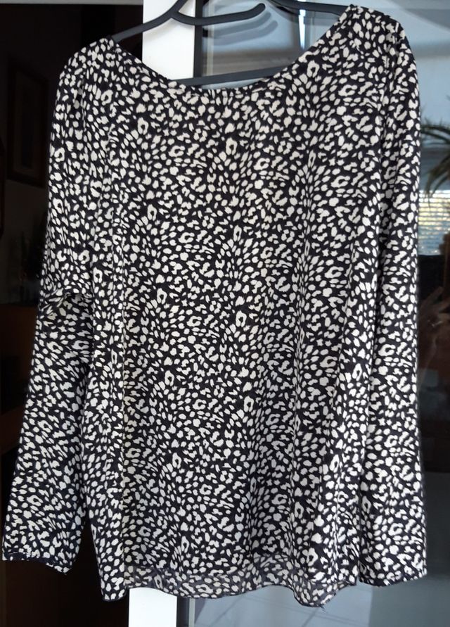 Blusa con stampa animalier taglia L - Bianco&Nero