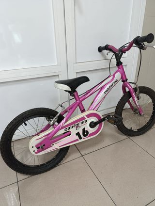 Bicicleta niña/niño California 16" rosa.