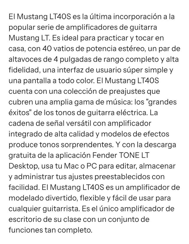 Amplificador Fender Mustang LT40s NUEVO