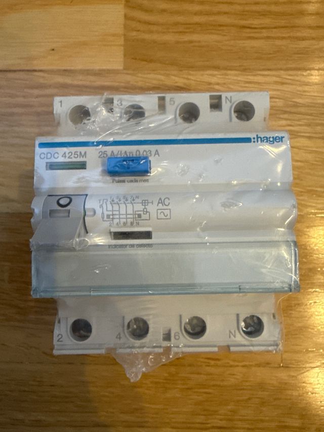 Interruptor Diferencial Tetrapolar Hager 25A
