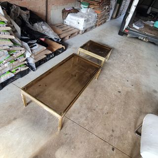 Mesas centro y auxiliar doradas