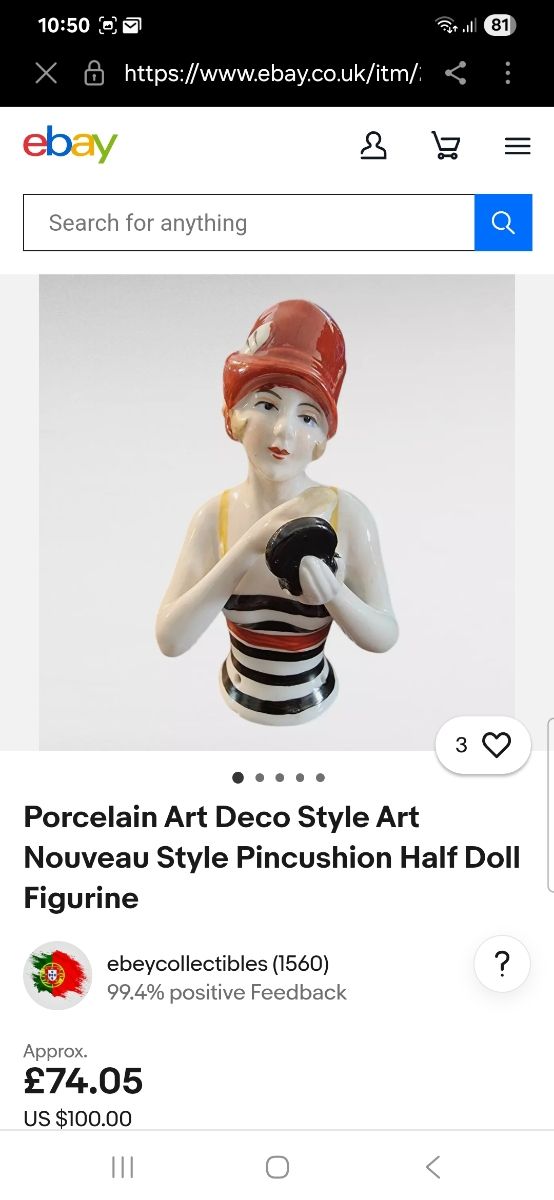 Antigua half doll Art Noveau