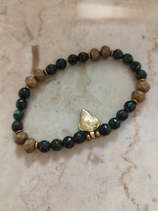 Braccialetto pietre verdi e oro