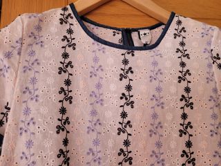 Blusa bordada S/M - Blanco y Azul