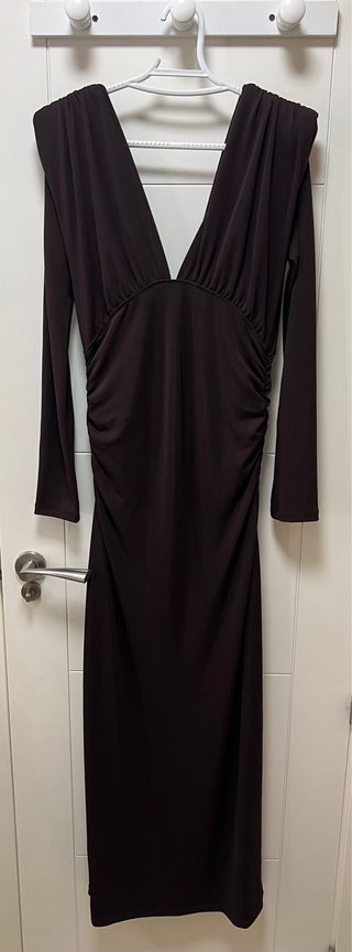 Vestido midi fruncido 