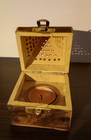 Scatola portacandele vintage in legno