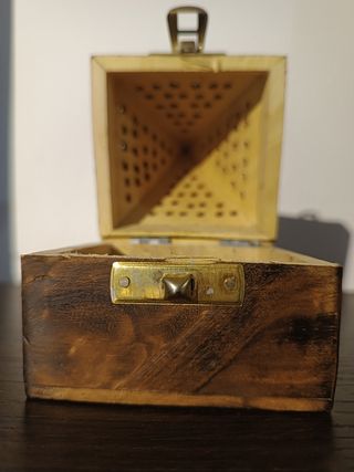 Scatola portacandele vintage in legno