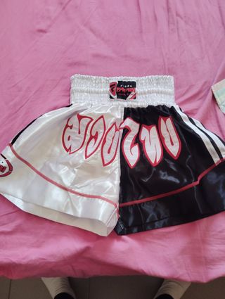 Shorts boxeo - blanco y negro
