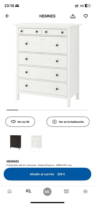 2 Comodino Ikea HEMNES bianco e comodo a 6 cassetti